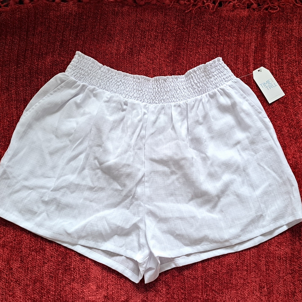 White Smocked Waist Shorts